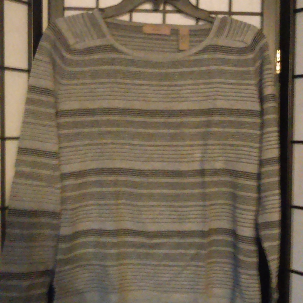 EUC I.E. Gray Striped Sweater Size Large